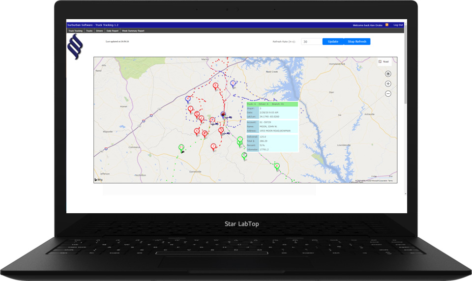 Laptop truck tracking screenshot